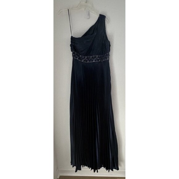 JS Collections WMN Evening Gown 8 Navy Empire Waist Pleated Whimsygoth Y2K Rare - Picture 1 of 9